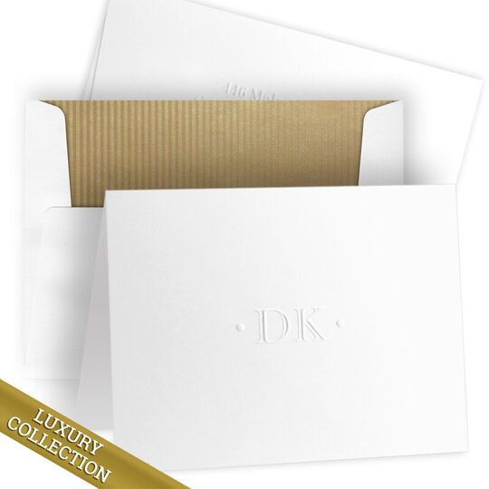 Luxury Duo Initial Folded Note Card Collection - Embossed